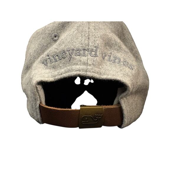 Vineyard Vines Khaki SnapBack Cap Hat Whale Logo Preppy Nautical Wool Blend - Picture 3 of 8